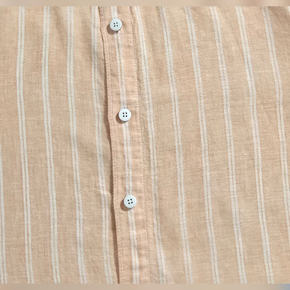 Tommy Bahama Relax Linen Shirt Men’s M Orange Peach Long Sleeve Button Striped - Picture 9 of 14